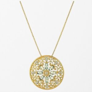 NWT 18K Gold Plated Sterling Silver Sky Blue Topaz Diamond Accent Necklace 18"